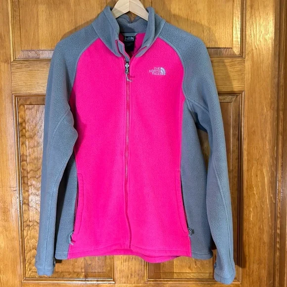 North face Women’s Pink /Gray Denali Zip Fleece Size XL GUC - Picture 1 of 7